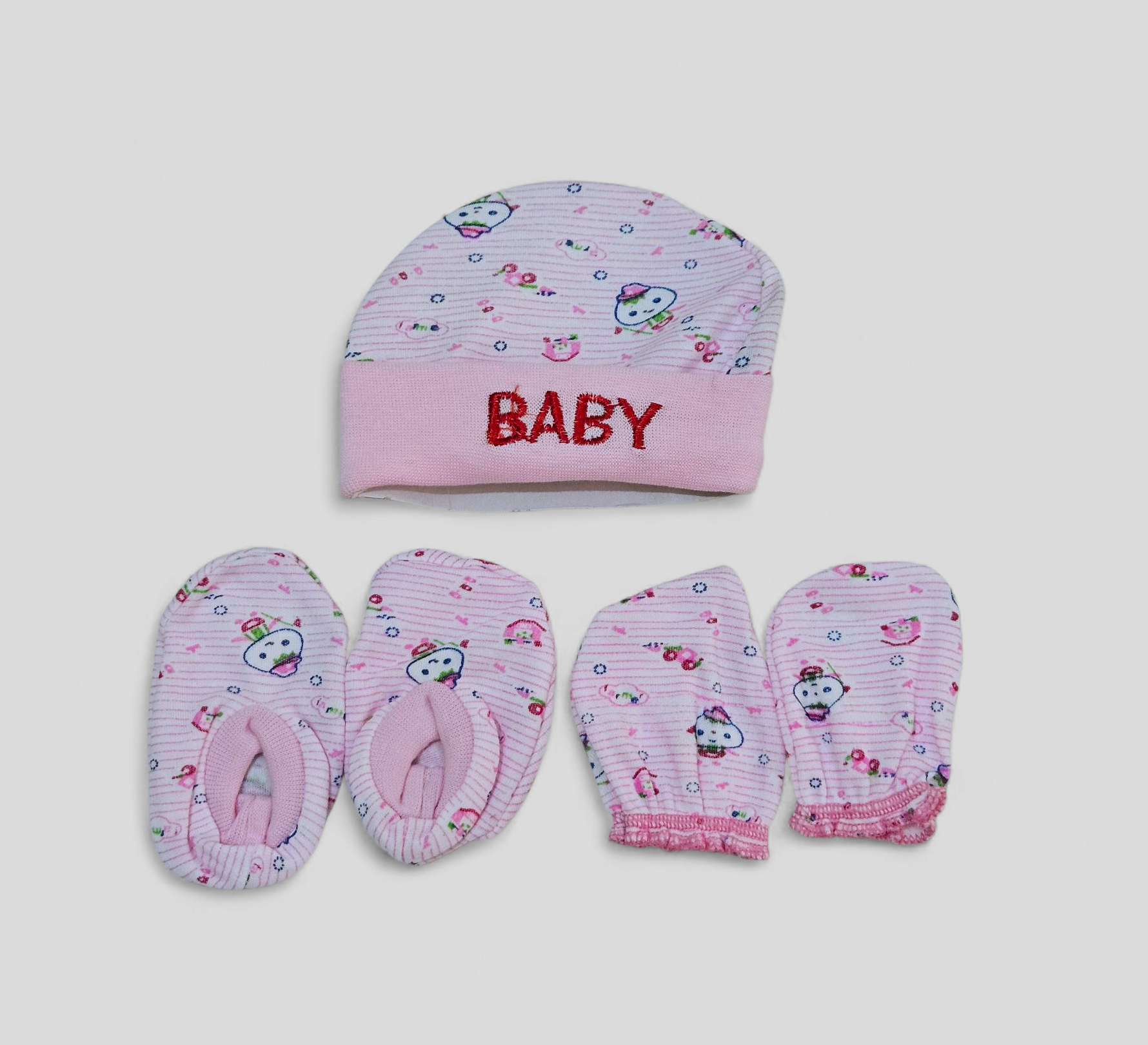 Newborn Baby Cap Set Mitten, Booties, & Cap