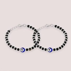 Baby Bracelets With Black Crystal Beads For New Born Baby Boys & Girls (5 inch + 1 inch adjustable) Pack Of 1