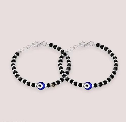 Baby Bracelets With Black Crystal Beads For New Born Baby Boys & Girls (5 inch + 1 inch adjustable) Pack Of 1
