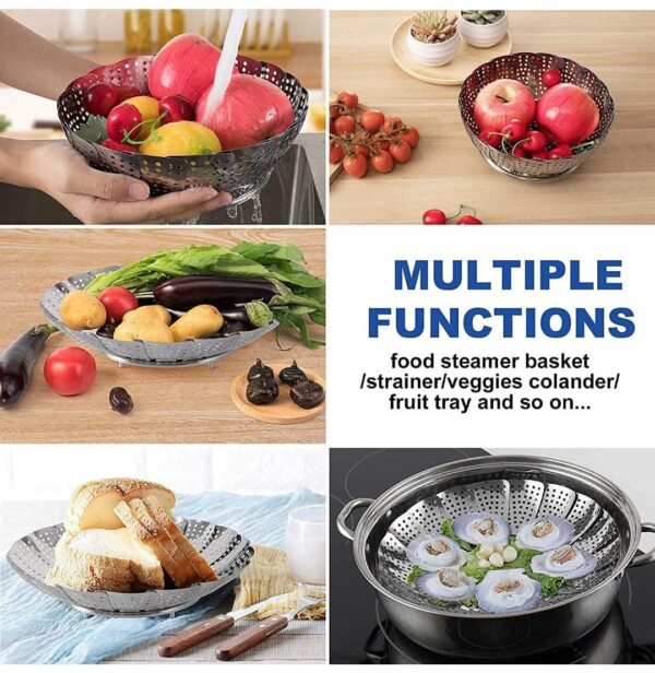 Fruits & Vegetables Steel Folding Steamer - Image 4