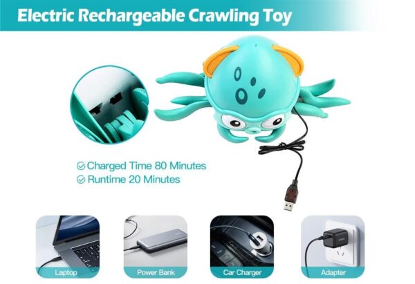 Baby Octopus Toy, Electric Rechargeable Crawling Toy With Musical Walking & Dancing - Image 4
